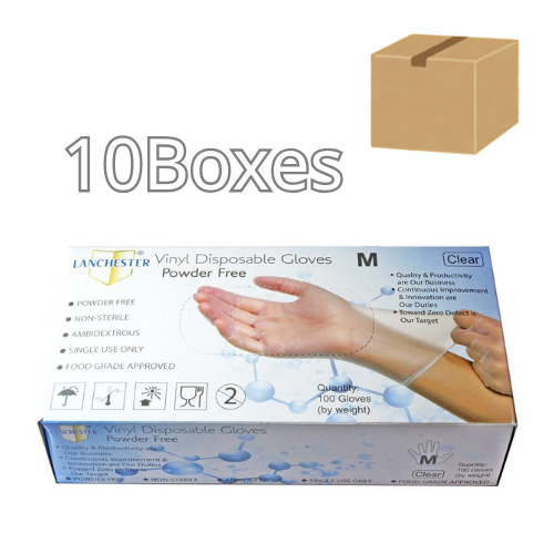 【十盒原箱優惠】Lanchester Vinyl 無粉PVC手套(透明)(食品級)(一次性)(靈活輕巧)(安全舒適)