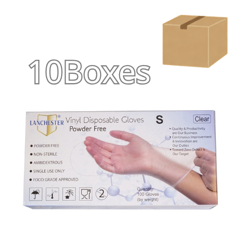 【十盒原箱優惠】Lanchester Vinyl 無粉PVC手套(透明)(食品級)(一次性)(靈活輕巧)(安全舒適)