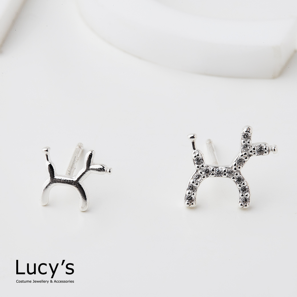 925純銀 氣球狗 耳環 (119417)