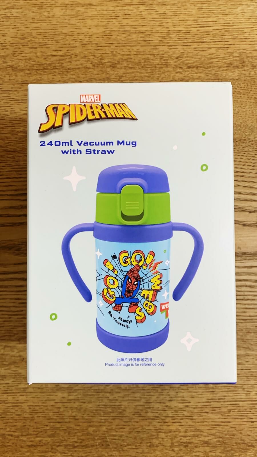 蜘蛛俠(藍色) - 吸管雙耳不銹鋼保溫杯 240ml