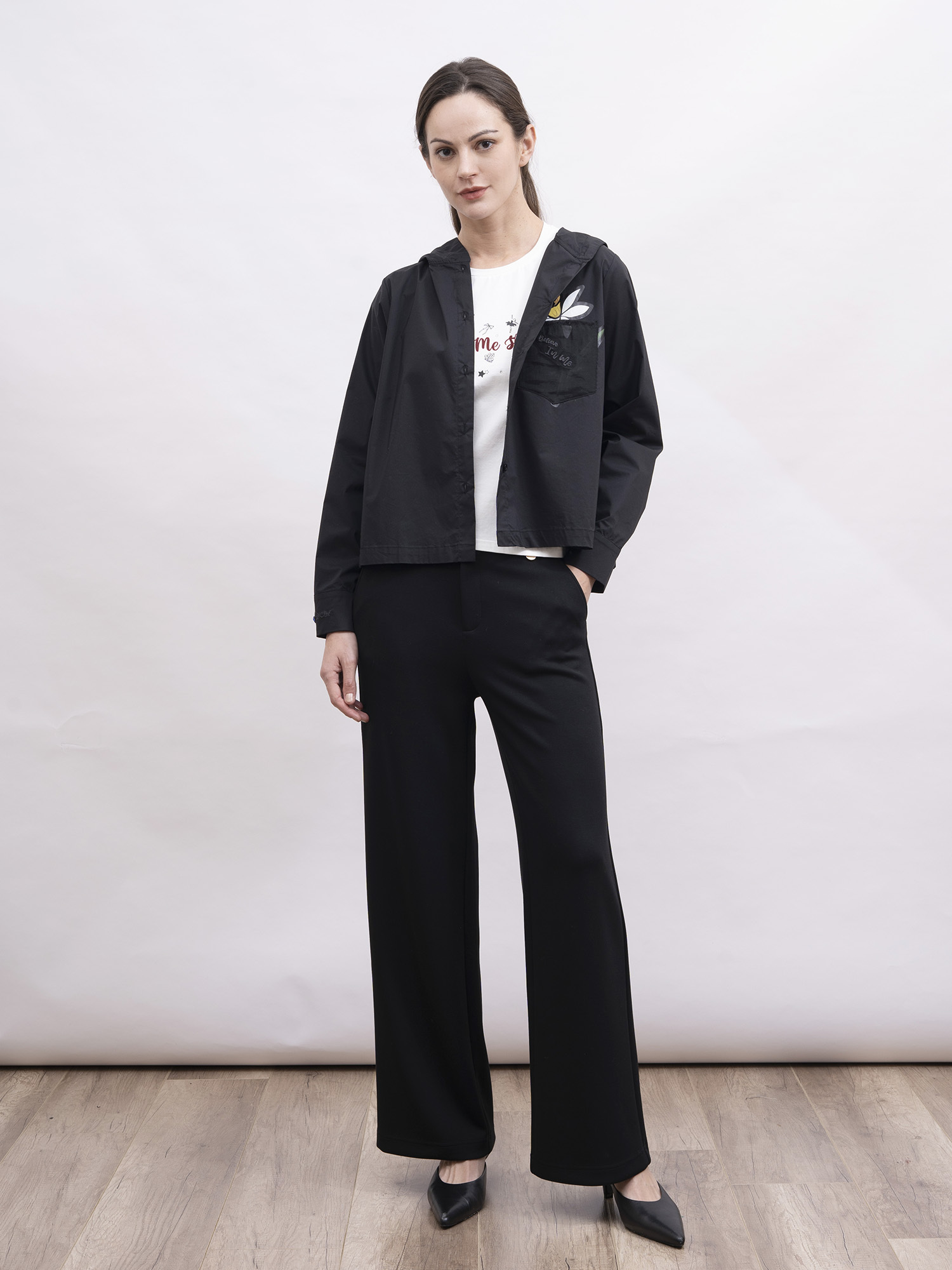 mi-tu 印花連帽恤衫