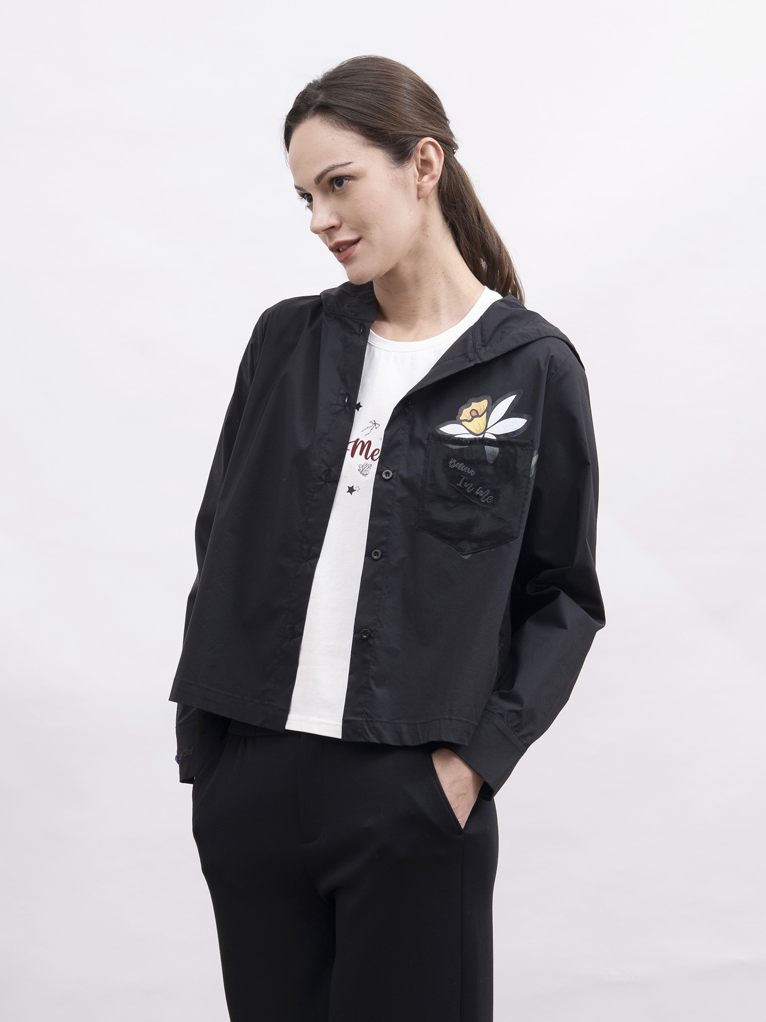 mi-tu 印花連帽恤衫