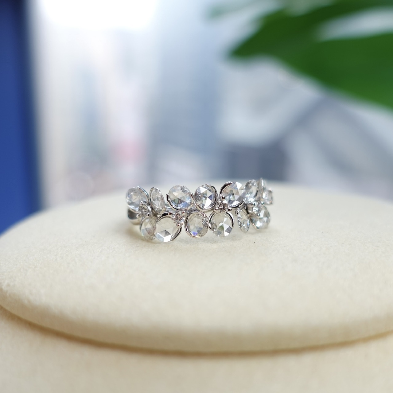 18K金玫瑰切鑽石戒指