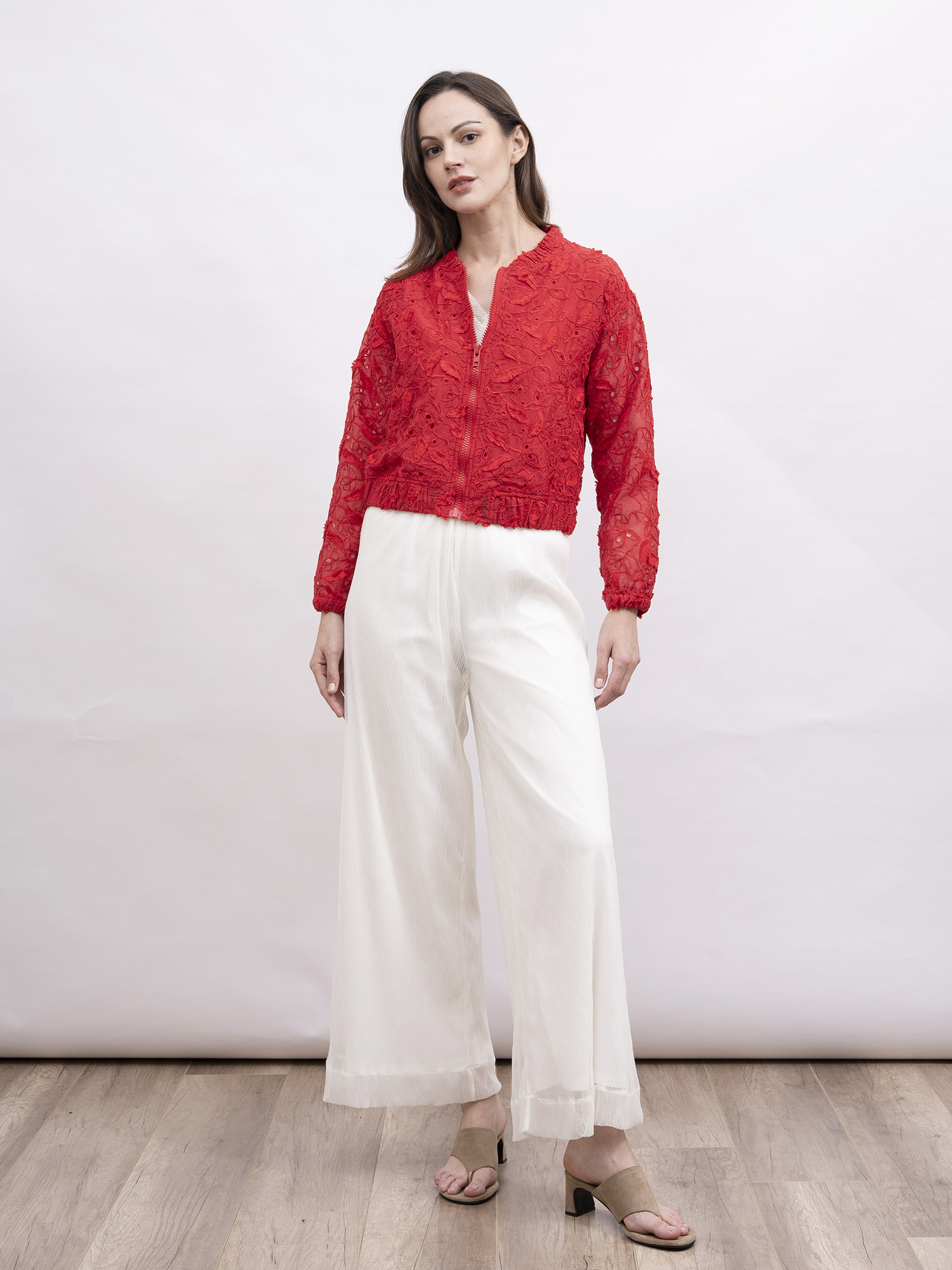 mi-tu 蕾絲拉鏈飛行外套