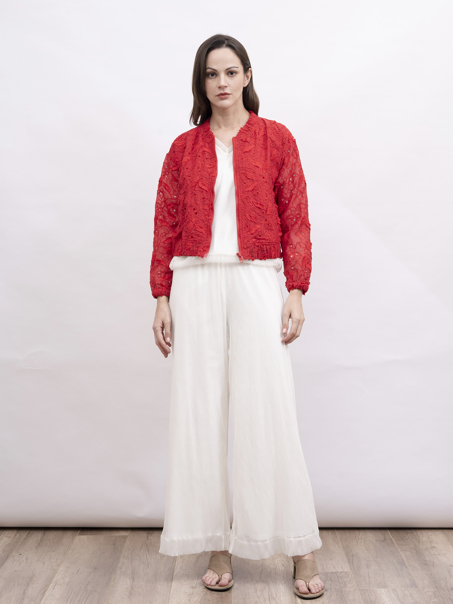 mi-tu 蕾絲拉鏈飛行外套