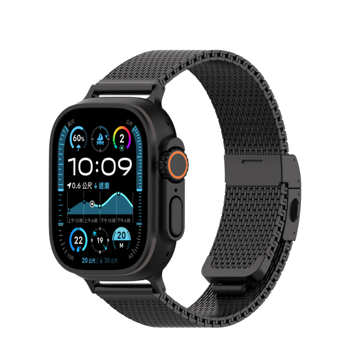 台灣 UNIU Mesh Pro 精鋼米蘭錶帶 鈦黑色- Apple Watch Ultra 1/2 49mm