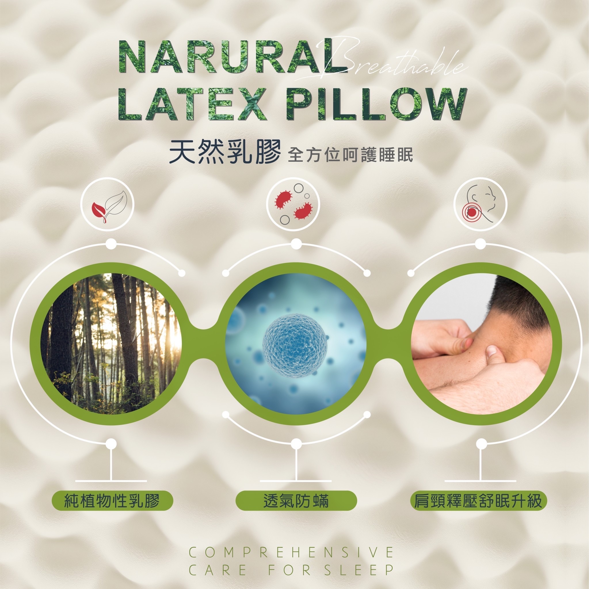 100%純乳膠工學護頸型|平滑型 (附提袋)