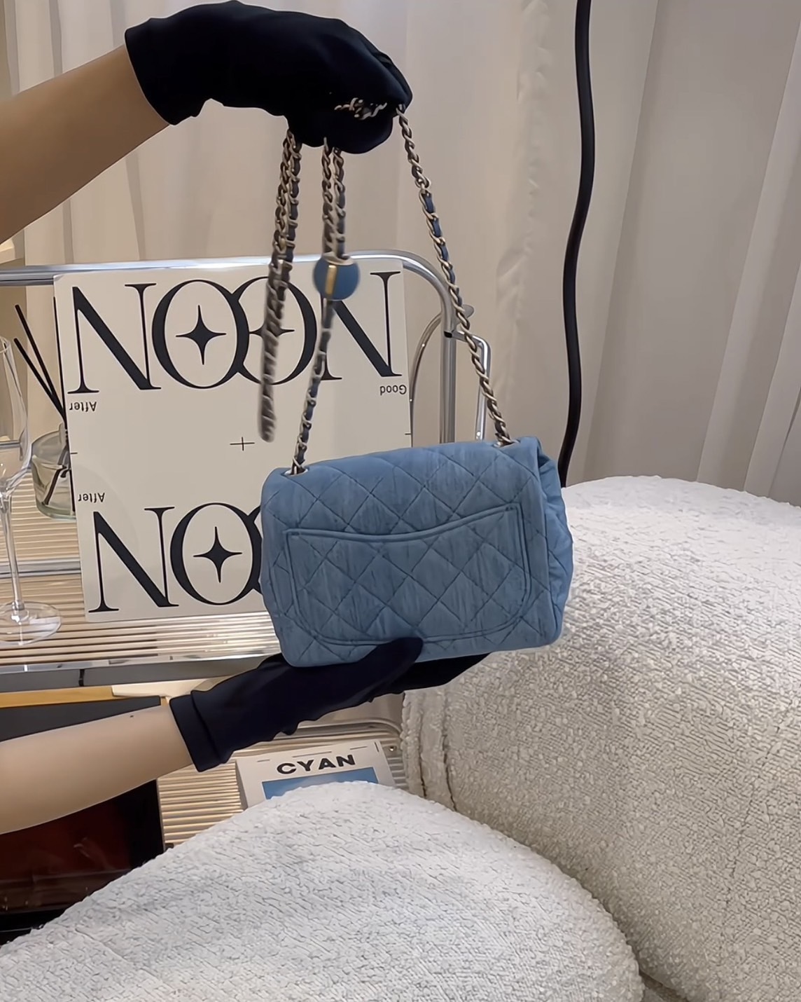 CHANEL｜CF17 牛仔單寧金球方胖 藍色