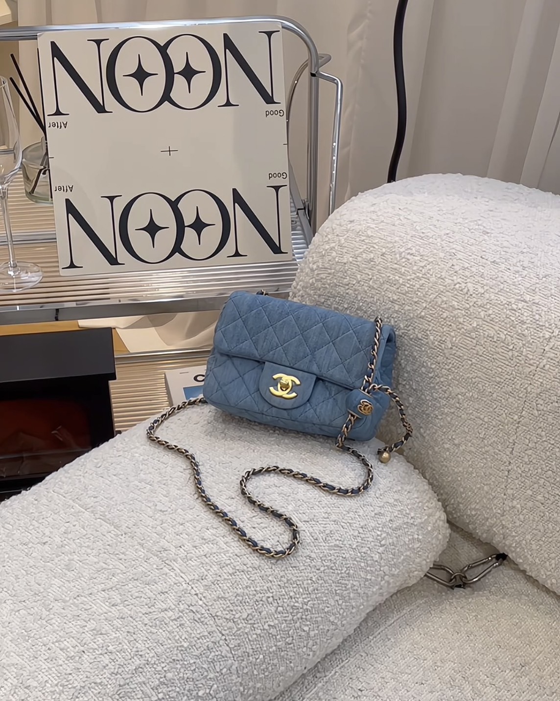 CHANEL｜CF17 牛仔單寧金球方胖 藍色