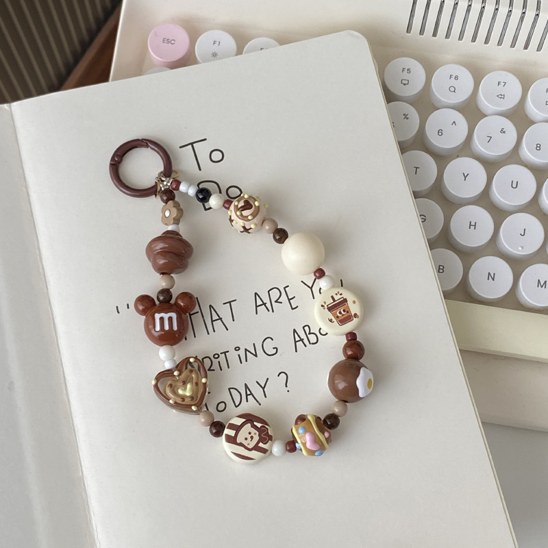 《5208》愛心咖啡米奇M豆手機掛繩