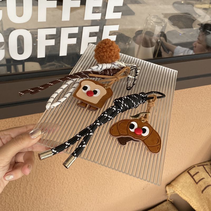 《5209》秋冬美拉德可愛牛角麵包吊飾