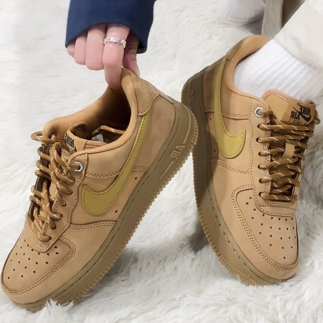 <現貨!!>Nike Air Force 1 Low Wheat 麂皮 焦糖底 女款 小麥色