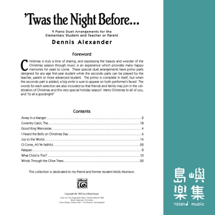 'Twas the Night Before . . ./Piano Duet (1 Piano, 4 Hands)