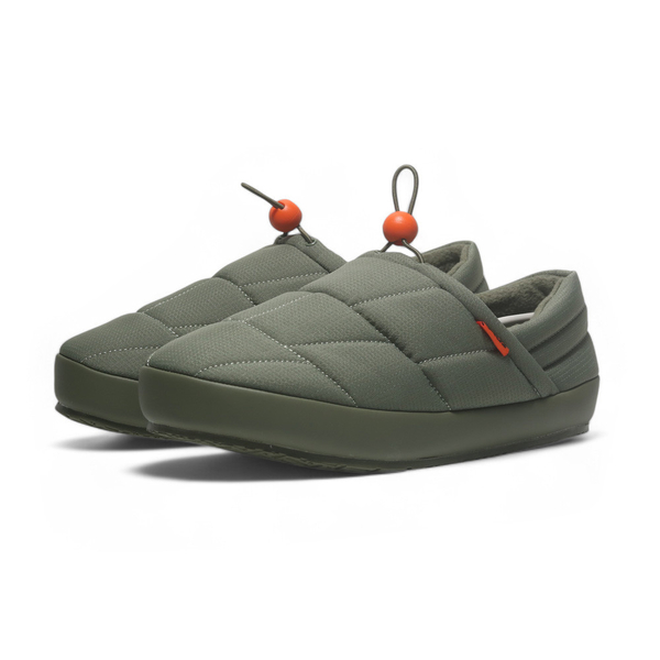【下殺↘$1190】FILA 休閒鞋 PUFFER MATT 軍綠 毛絨 保暖 懶人鞋 麵包鞋 中性 4C600Y300