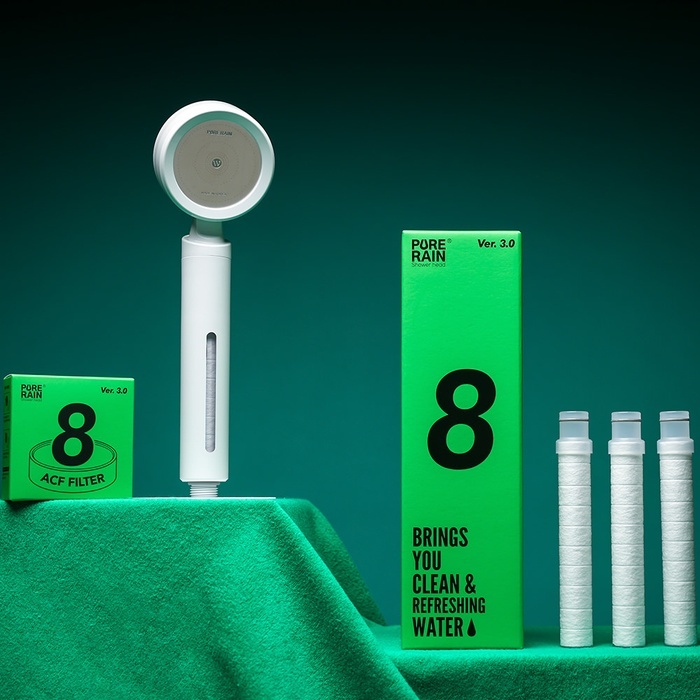 【Pure Rain】PR-8W 綠色淨水器除銹除氯高壓節水過濾花灑器