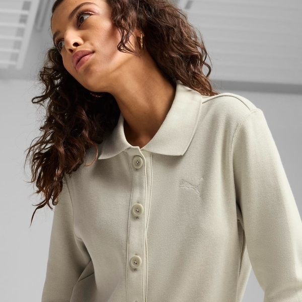 PUMA 外套 流行系列 淺卡其 ARTISANAL POLO領 針織外套 女 62997068