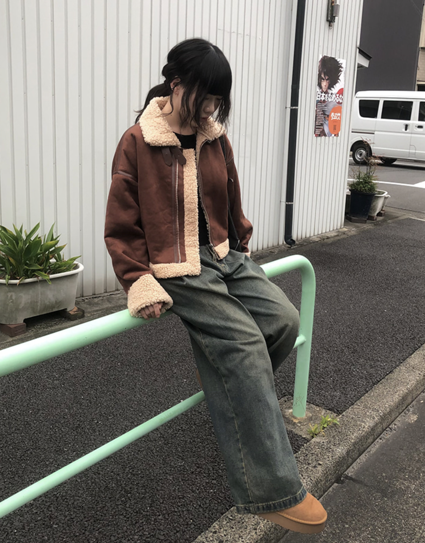 韓國連線🇰🇷 Anyonemore 麂皮羊羔毛翻領外套 短版 麂皮 羊羔毛 翻領 外套 秋冬 棕色 黑色/預購