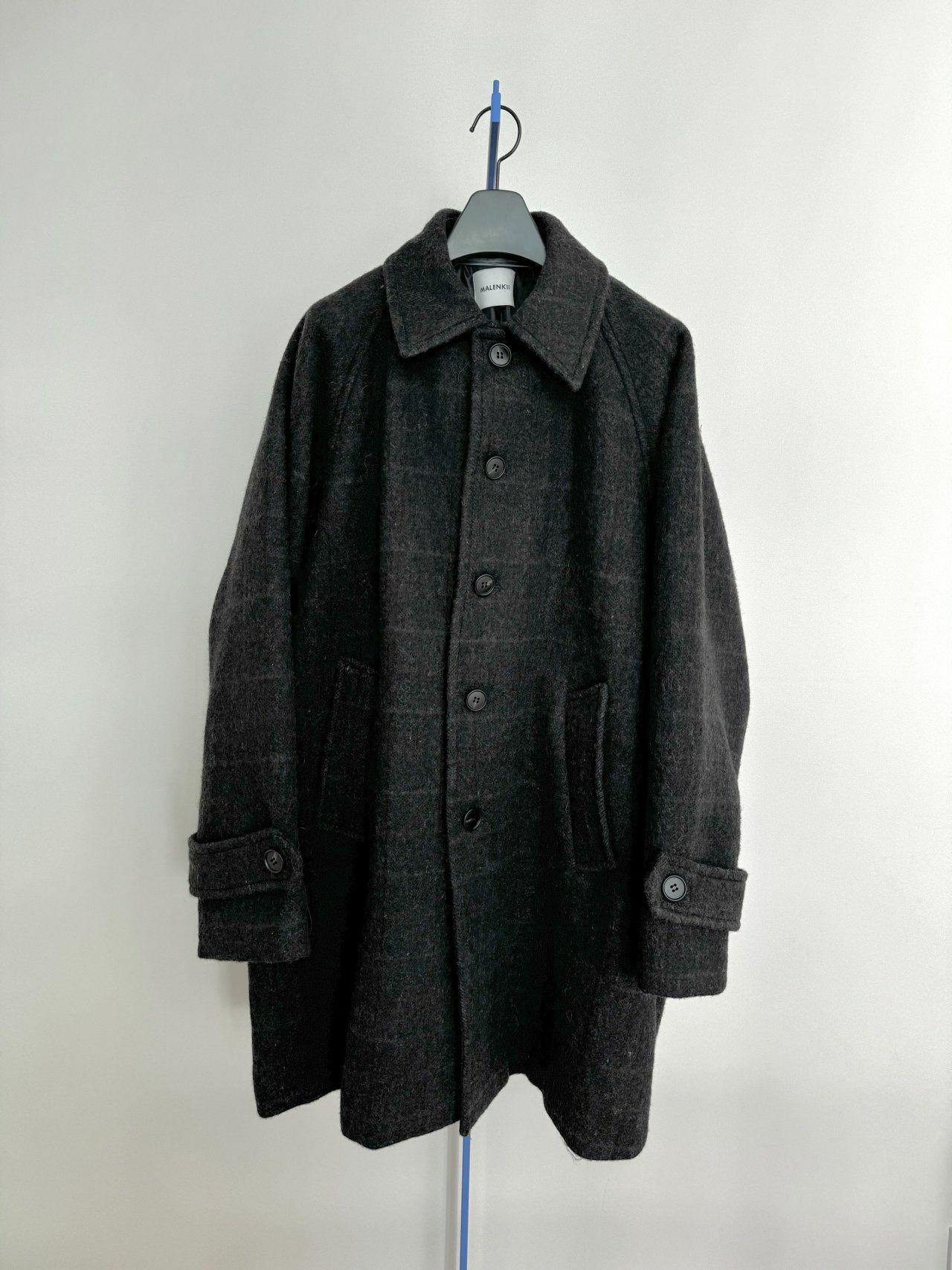 反領暗格紋中長褸 MALENKII-118JK