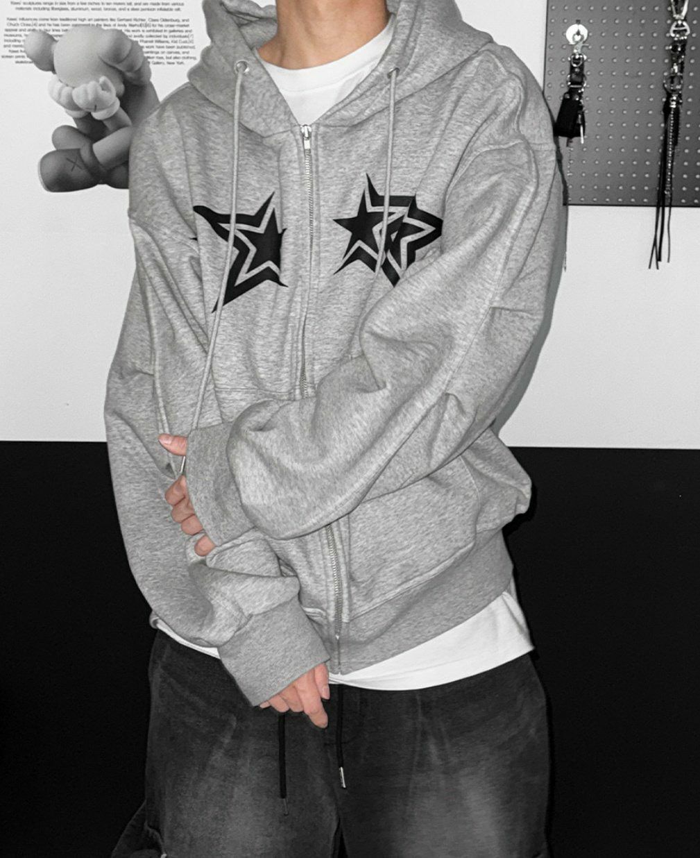 星星圖案連帽拉鍊外套 TAC-0005JK