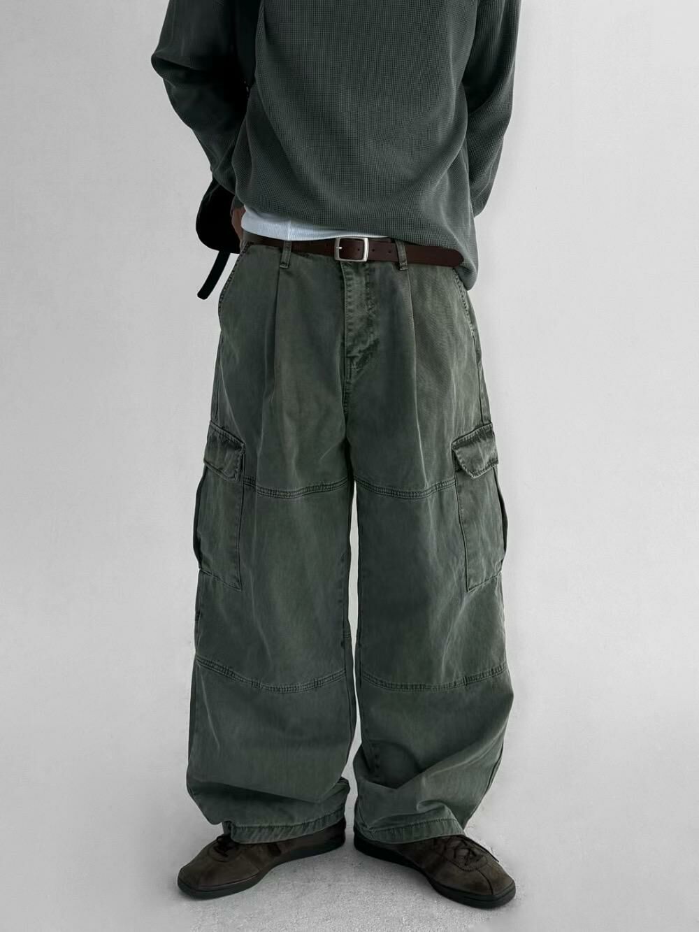 洗水淨色工裝鬆身褲 TAC-0010P