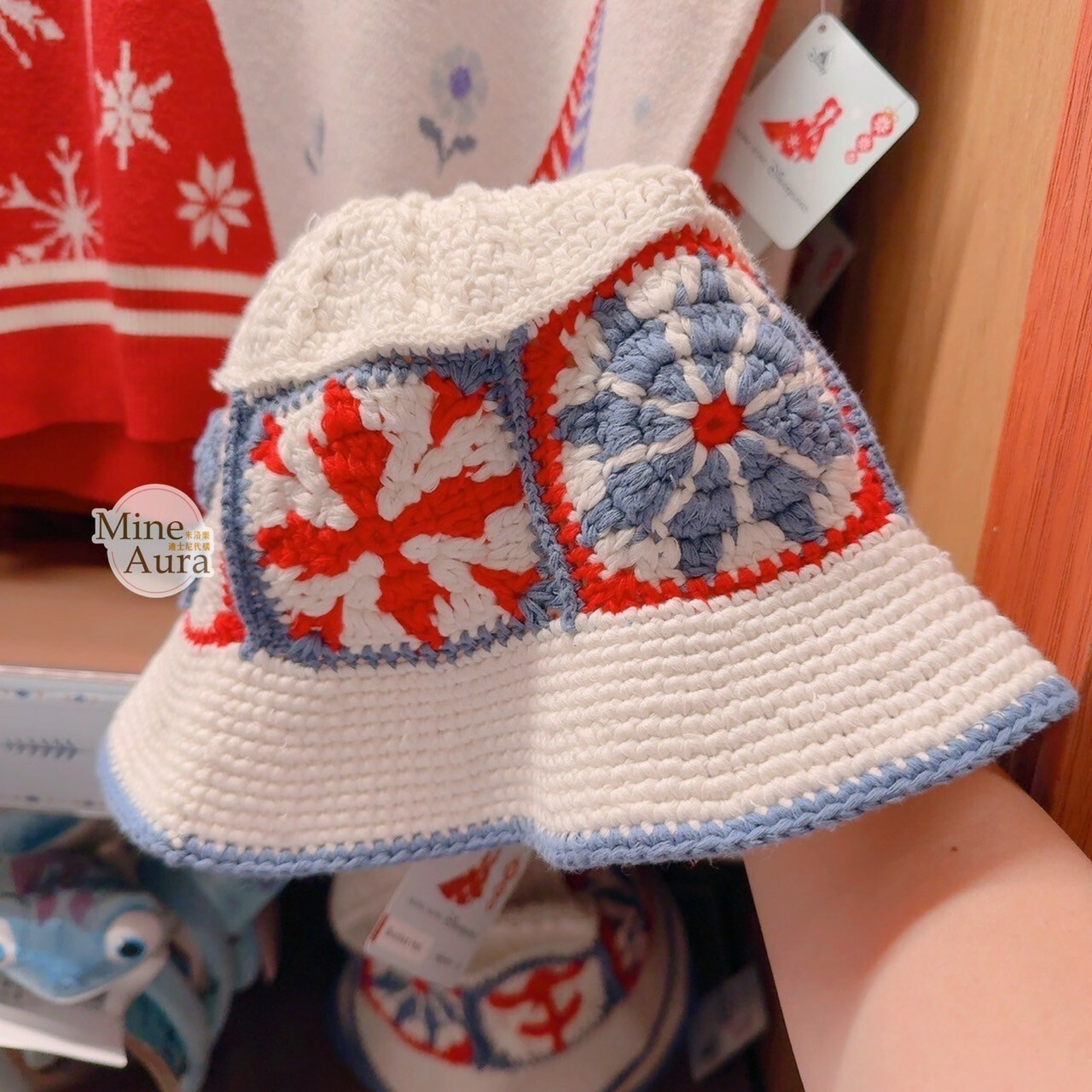 World of Frozen 限定 冰雪奇緣 Frozen 圖騰 毛線編織 漁夫帽 帽子 -香港迪士尼樂園