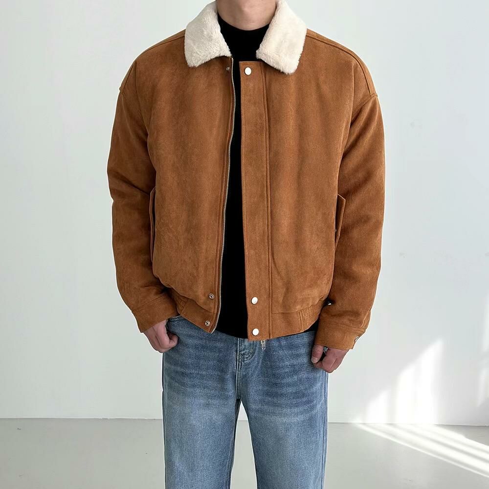 毛毛領拉鍊合成皮褸 (薄夾棉) TAC-0011JK