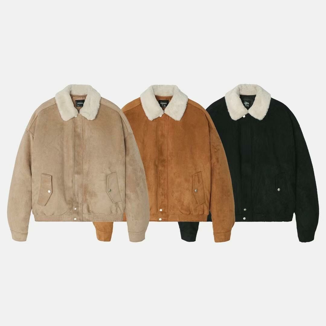 毛毛領拉鍊合成皮褸 (薄夾棉) TAC-0011JK