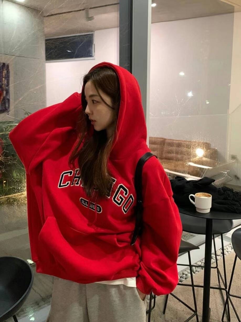 Oversize燈芯絨縫字hoodie