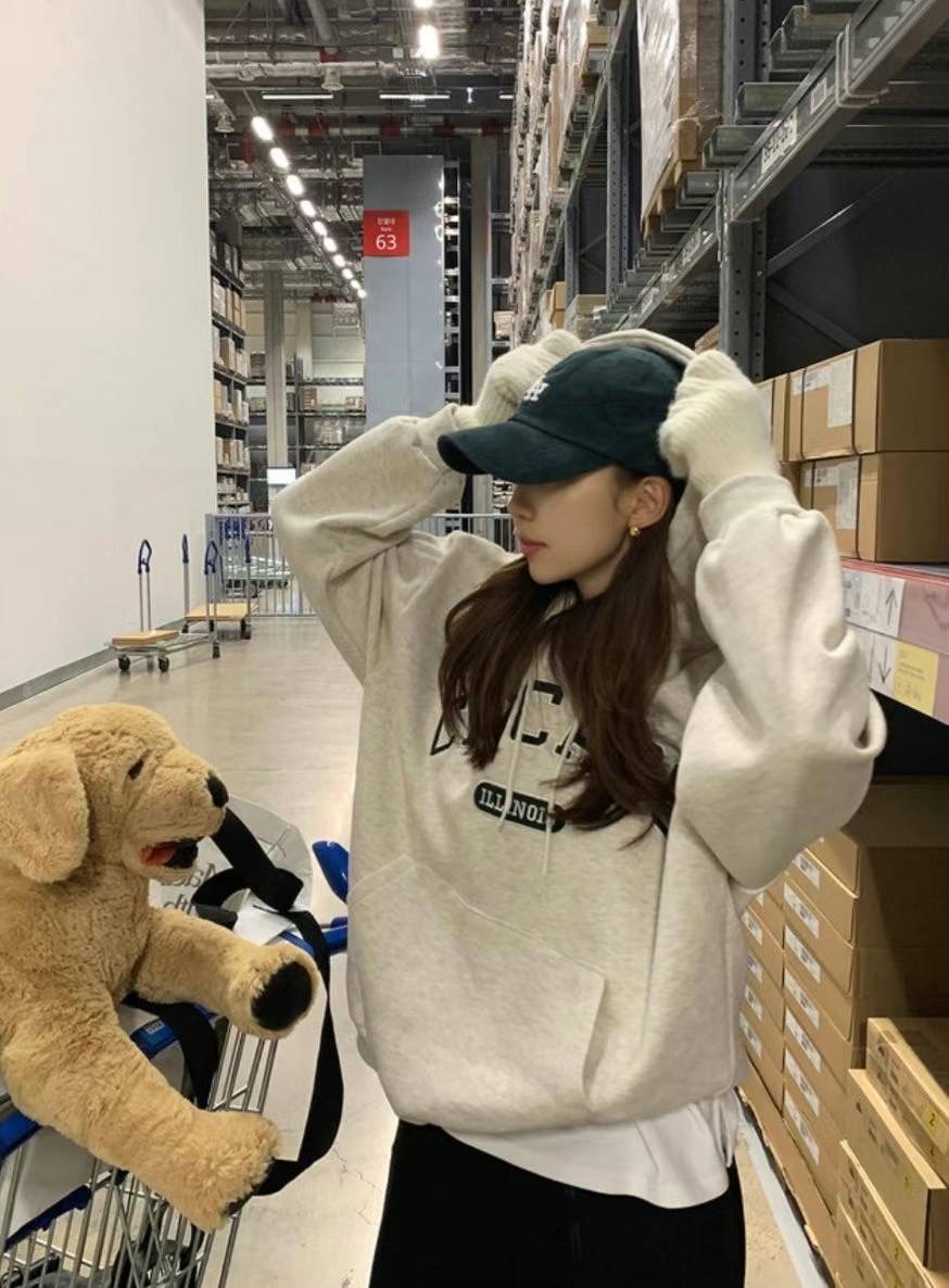 Oversize燈芯絨縫字hoodie