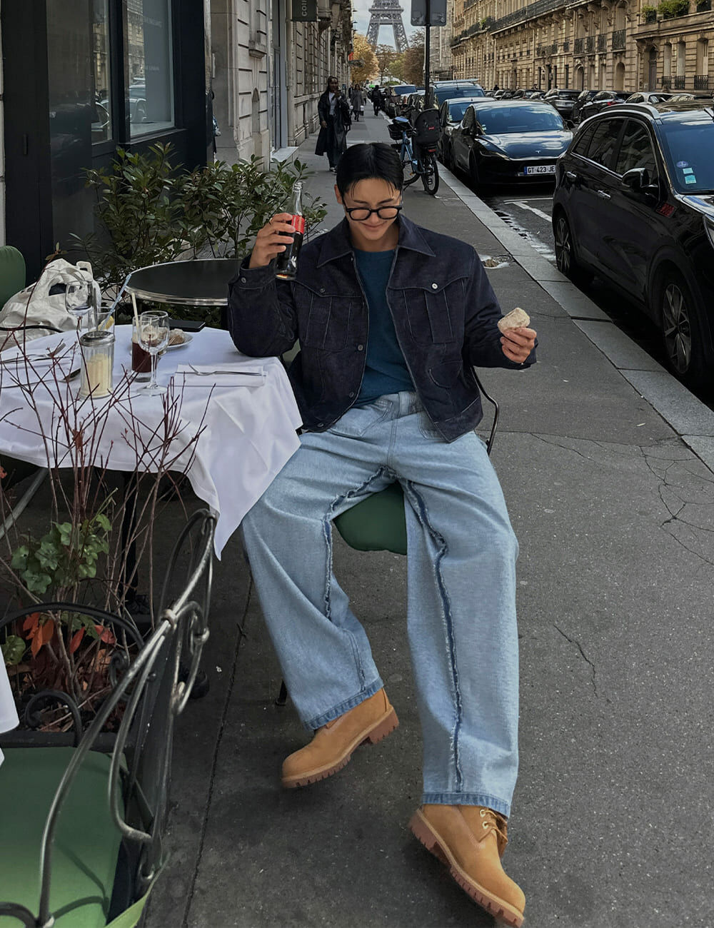 反向設計軌道氣球牛仔褲