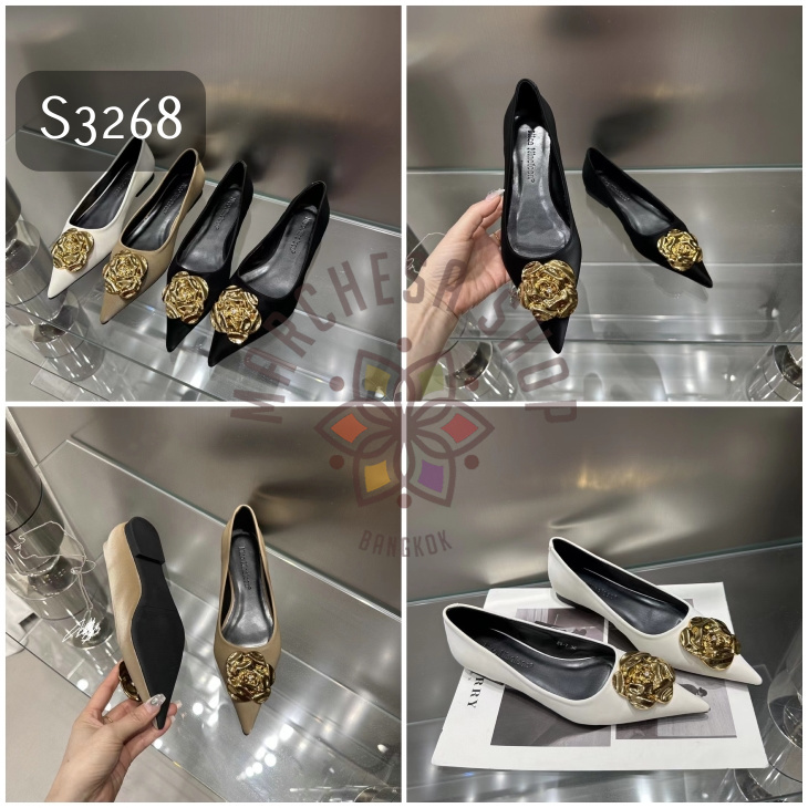 S3268 - 羊皮山茶花尖頭平底鞋