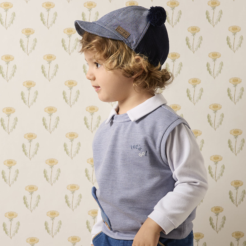 PIPPY兩色拼接小熊毛球造型帽子 丈青 (男女皆可)