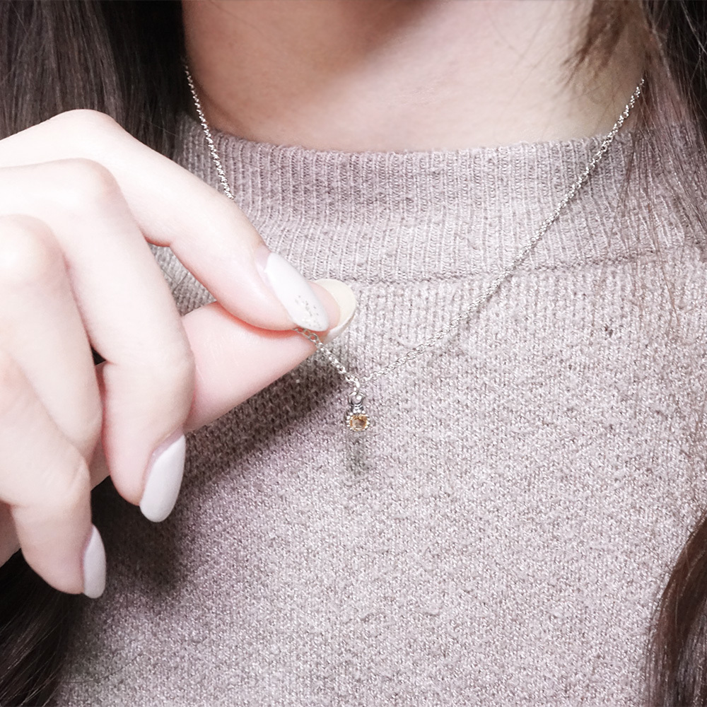 天然石系列 單鑽設計 925純銀項鍊 祝福禮物