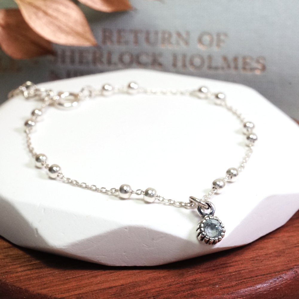 天然石系列 雙圓珠設計 925純銀手鍊 祝福禮物