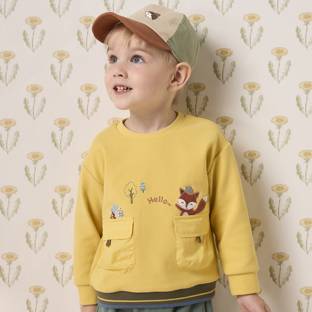 PIPPY兩色拼接小熊毛球造型帽子 混色