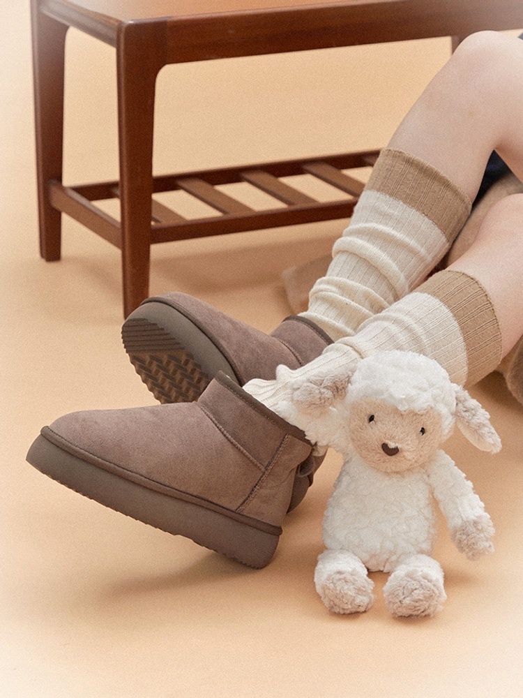 SHOOPEN - SUEDE FLEECE FLATFORM SHORT BOOTS (5 COLORS)