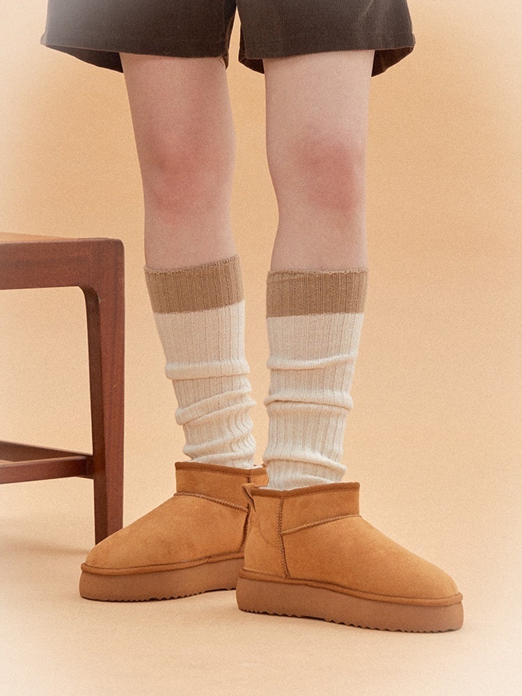 SHOOPEN - SUEDE FLEECE FLATFORM SHORT BOOTS (5 COLORS)