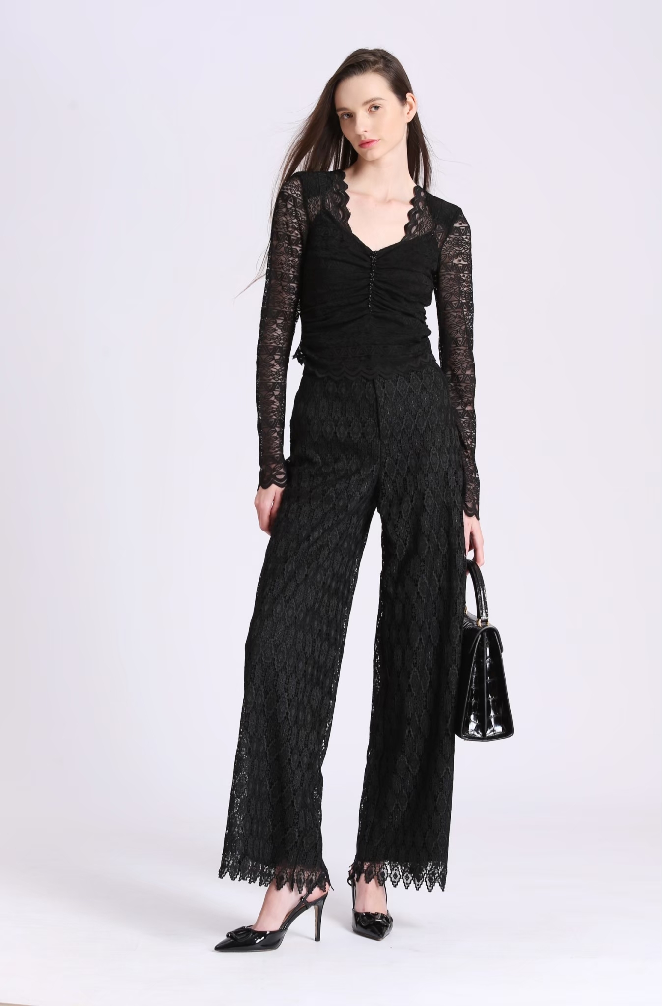 BD15115A1 新優雅復古方領蕾絲上衣