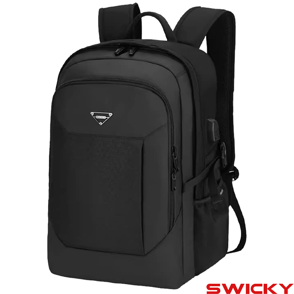 【SWICKY】輕盈有型商務功能包後背包/旅遊背包/商務包 (經典黑