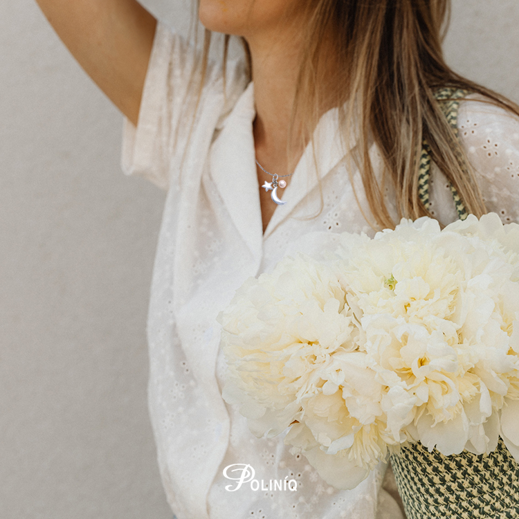 925純銀「星月」天然珍珠項墜+贈白鋼項鍊 (特價1,000元)-PPSWP0019