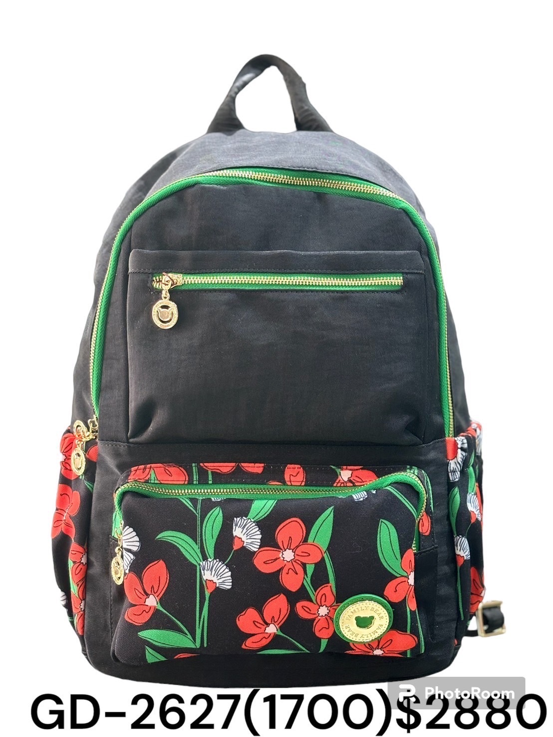 現貨 正品 FamilyBear 黑橙花後背包 GOODS包 後背包 附酒精保護套+酒精瓶 2627