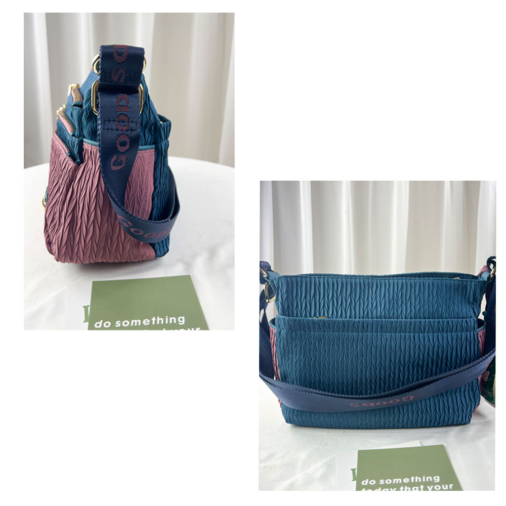 現貨 正品 GOODS 綠配黑拼色皺皺防潑水側背包 GOODS熊熊包 皺皺側背包 #2502