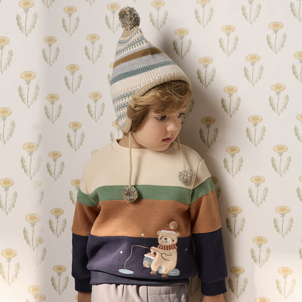 PIPPY 繽紛色彩立體球球針織帽 卡其