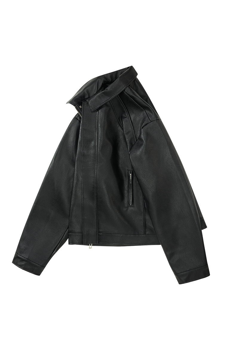 PUPILTRAVEL復古輪廓翻領機車夾克