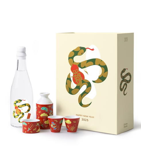 【店長熟成】大嶺 Ohmine 二粒米 山田錦 蛇年 HAPPY NEW YEAR 2025 禮盒 (720ML) (酒筒+豬口2入)