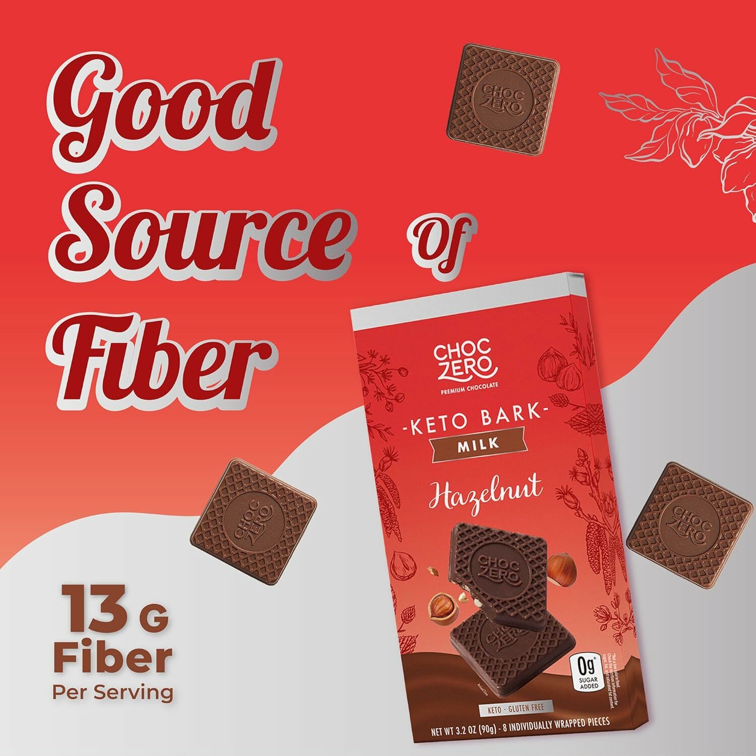 [盒裝]  Choczero  無添加糖榛子牛奶朱古力塊 90g