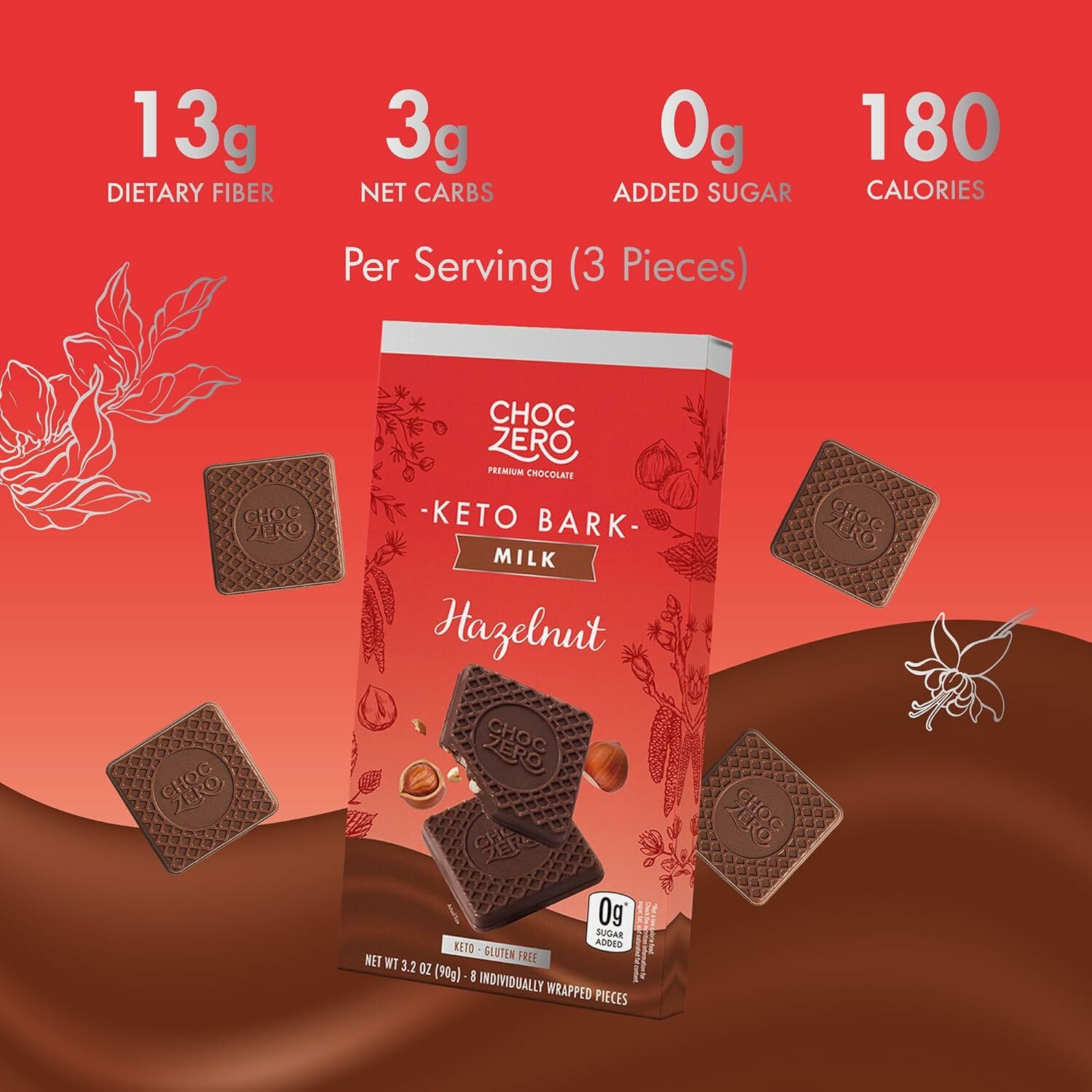 [盒裝]  Choczero  無添加糖榛子牛奶朱古力塊 90g