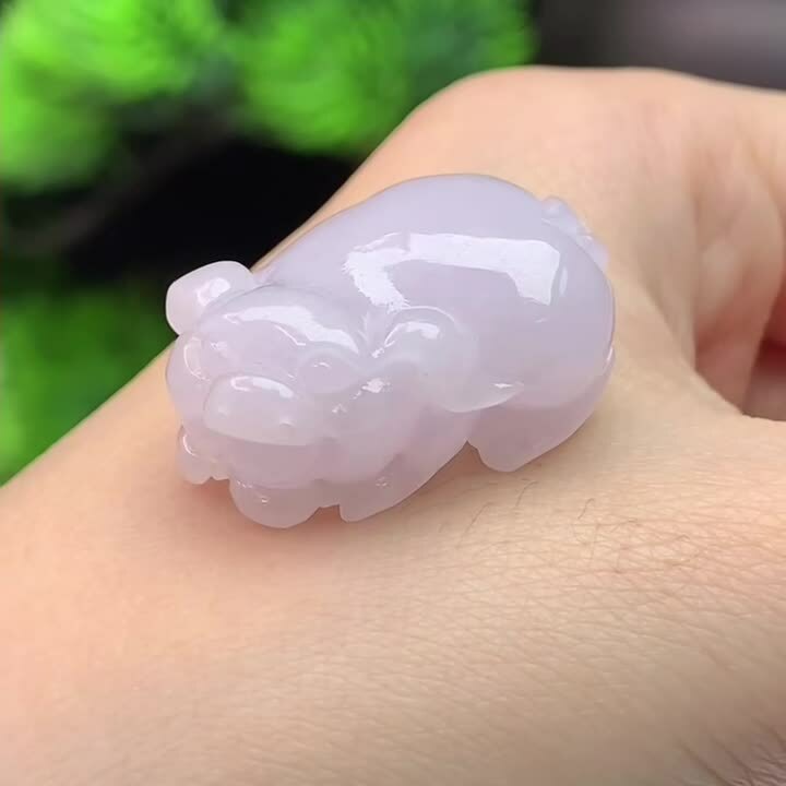 翡翠紫羅蘭生肖豬,天然翡翠A玉, 緬甸玉, Jade, Jadeite