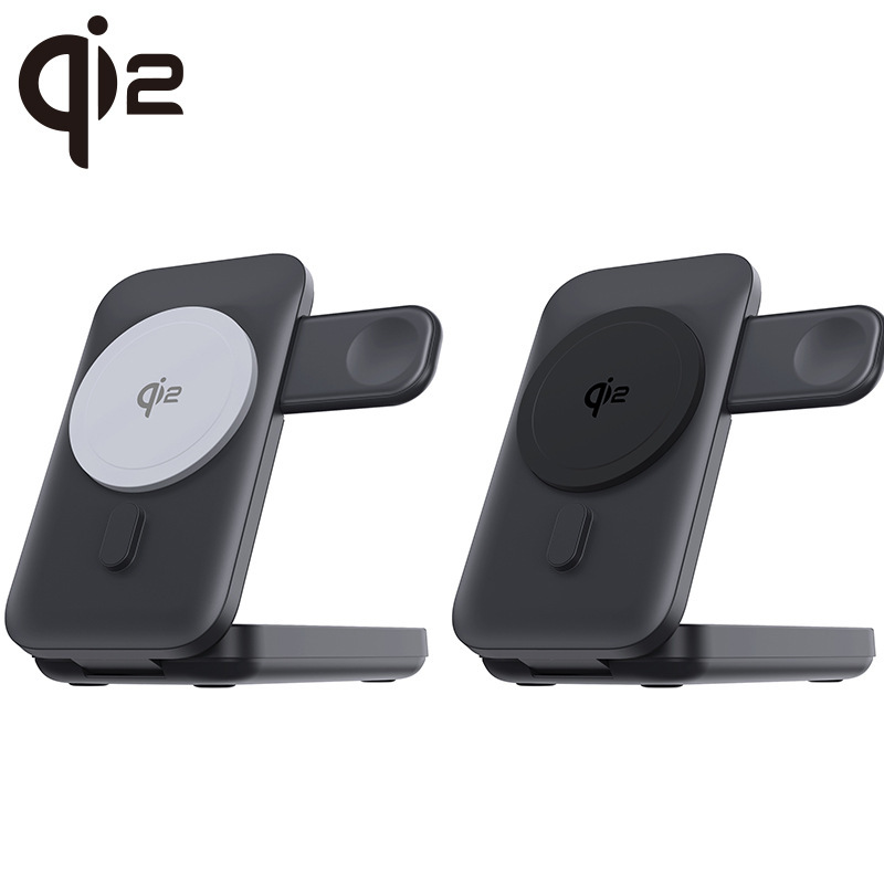 QI2超高速折疊式【三合一快充10000mAh行動電源】10000mAh大電量行動電源＋20W磁吸無線充電＋手錶充電器