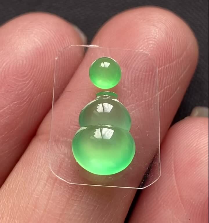 翡翠木那綠葫蘆蛋面一套,天然翡翠A玉, 緬甸玉, Jade, Jadeite